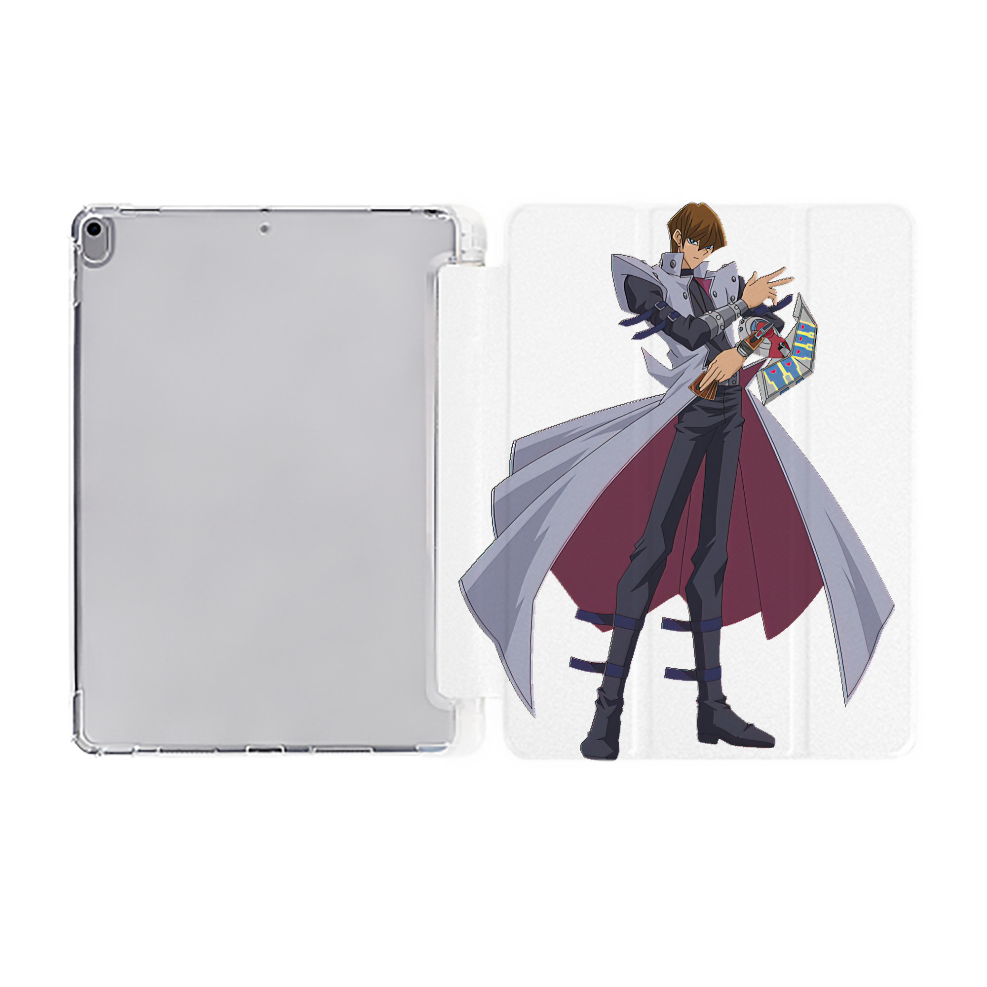 （画像用） 遊☆戯☆王 Yu-Gi-Oh! IPad ケース ペン収納付き 三つ折りスタンド PUレザー×シリコン 対応機種9.5/10.5/10.9インチ
